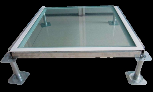 Elevated tempered transparent glass floor